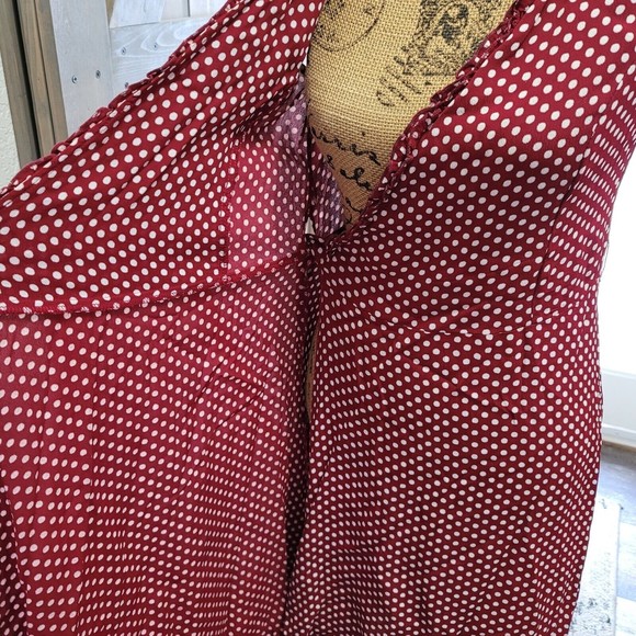 Vintage Loco Lindo Wrap Dress Size Small Swing Polka dot Ruffle Rayon Sleeveless - Picture 7 of 14